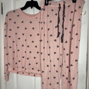 Jenni pink pj set with silver hearts
